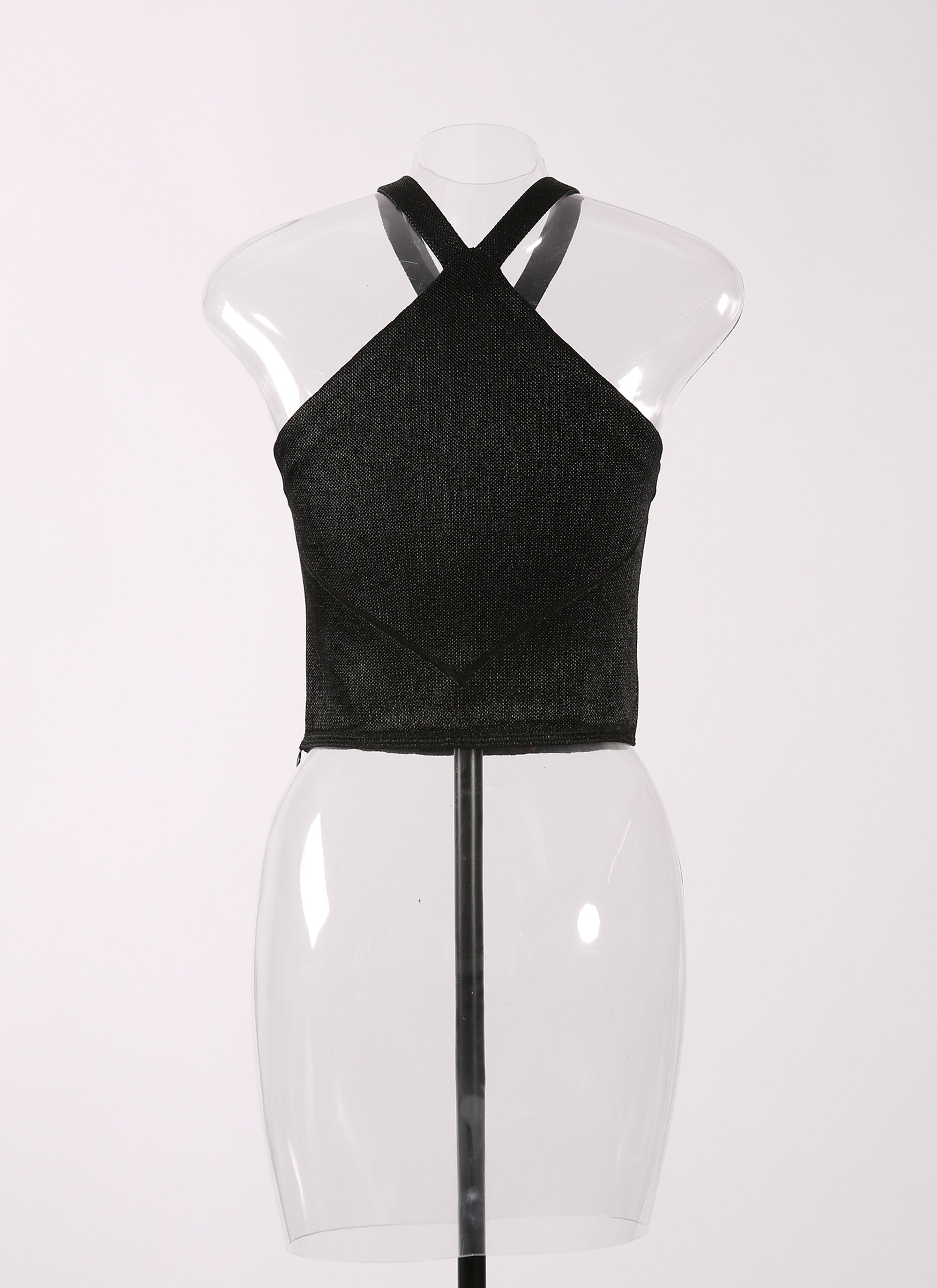 Top sans manches en rafia - Noir