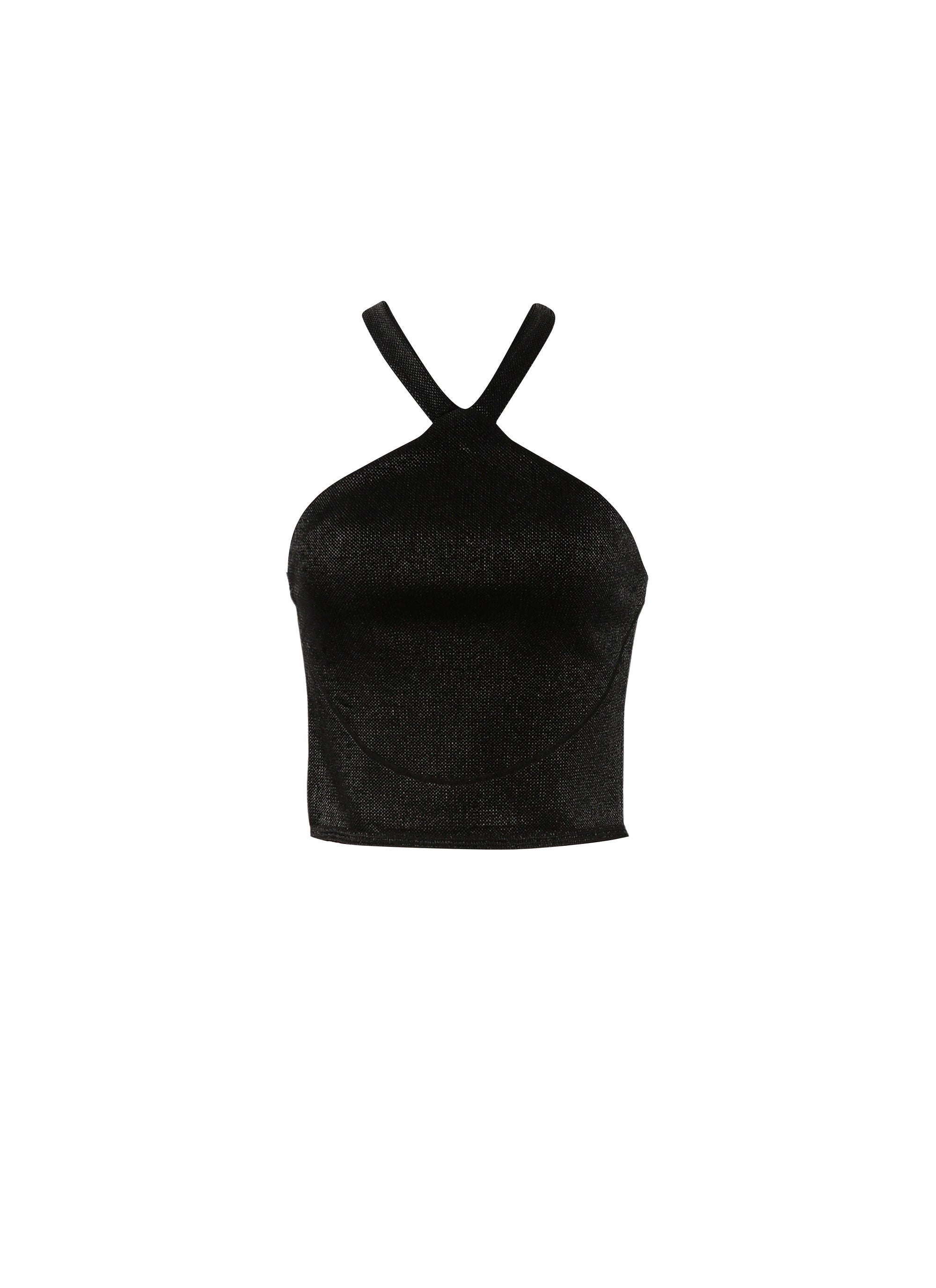 Top sans manches en rafia - Noir