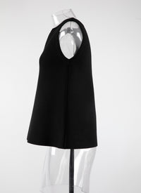 Fringed sleeveless tunic - Black