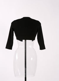 Cardigan court à manches 3/4 en maille - Noir