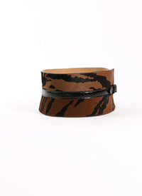 Foal & zebra print corset in leather - Cinnamon & Black