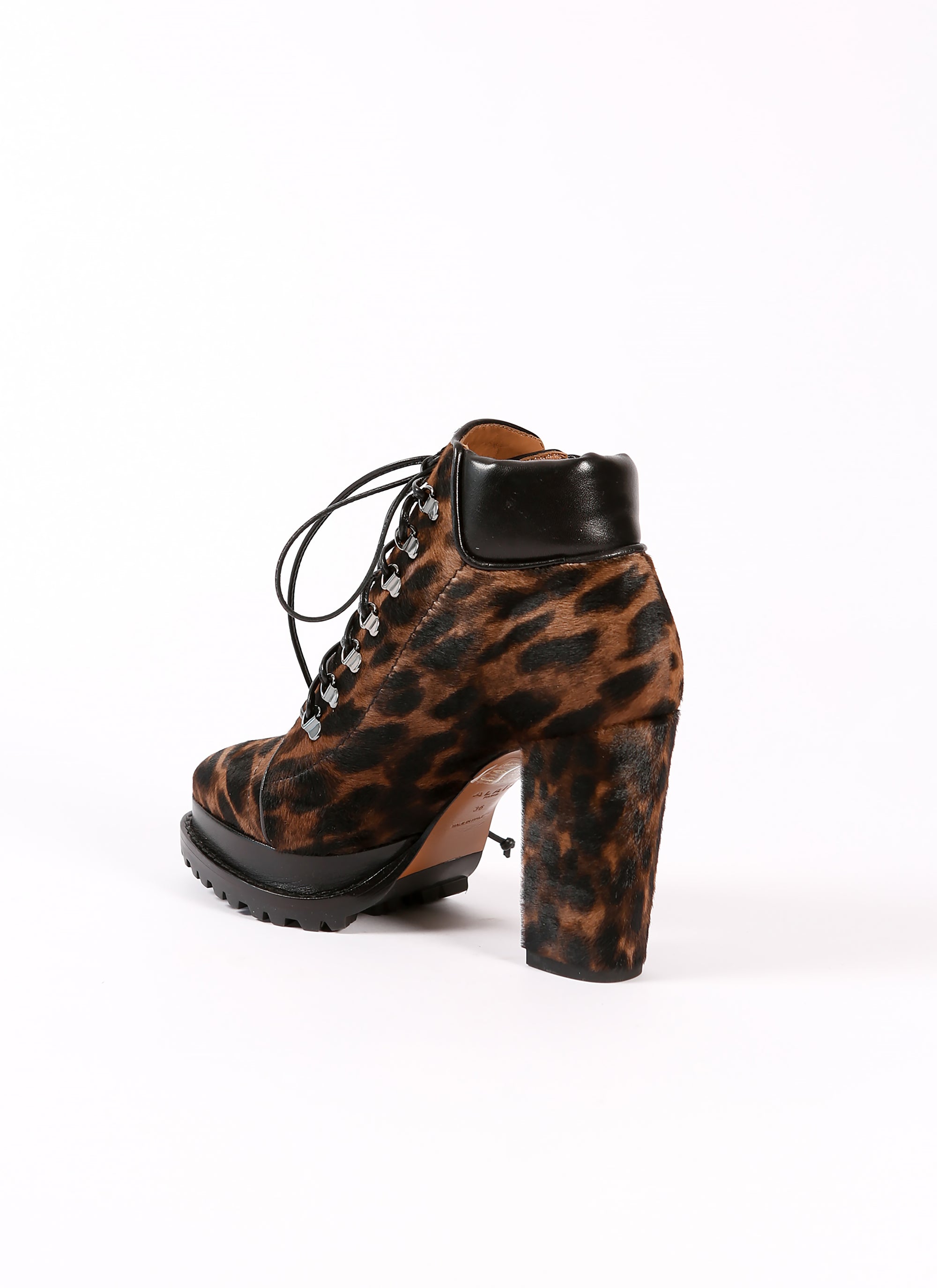 Bottines à imprimé en cuir - Marron & Noir