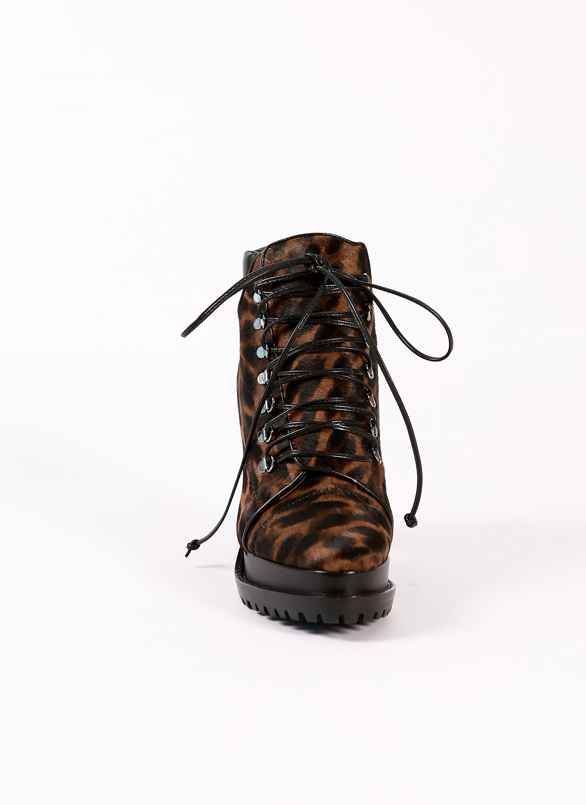 Bottines à imprimé en cuir - Marron & Noir