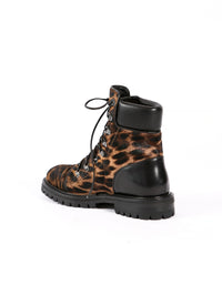 Foal print boots in leather - Brown & Black