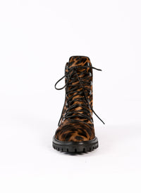 Foal print boots in leather - Brown & Black