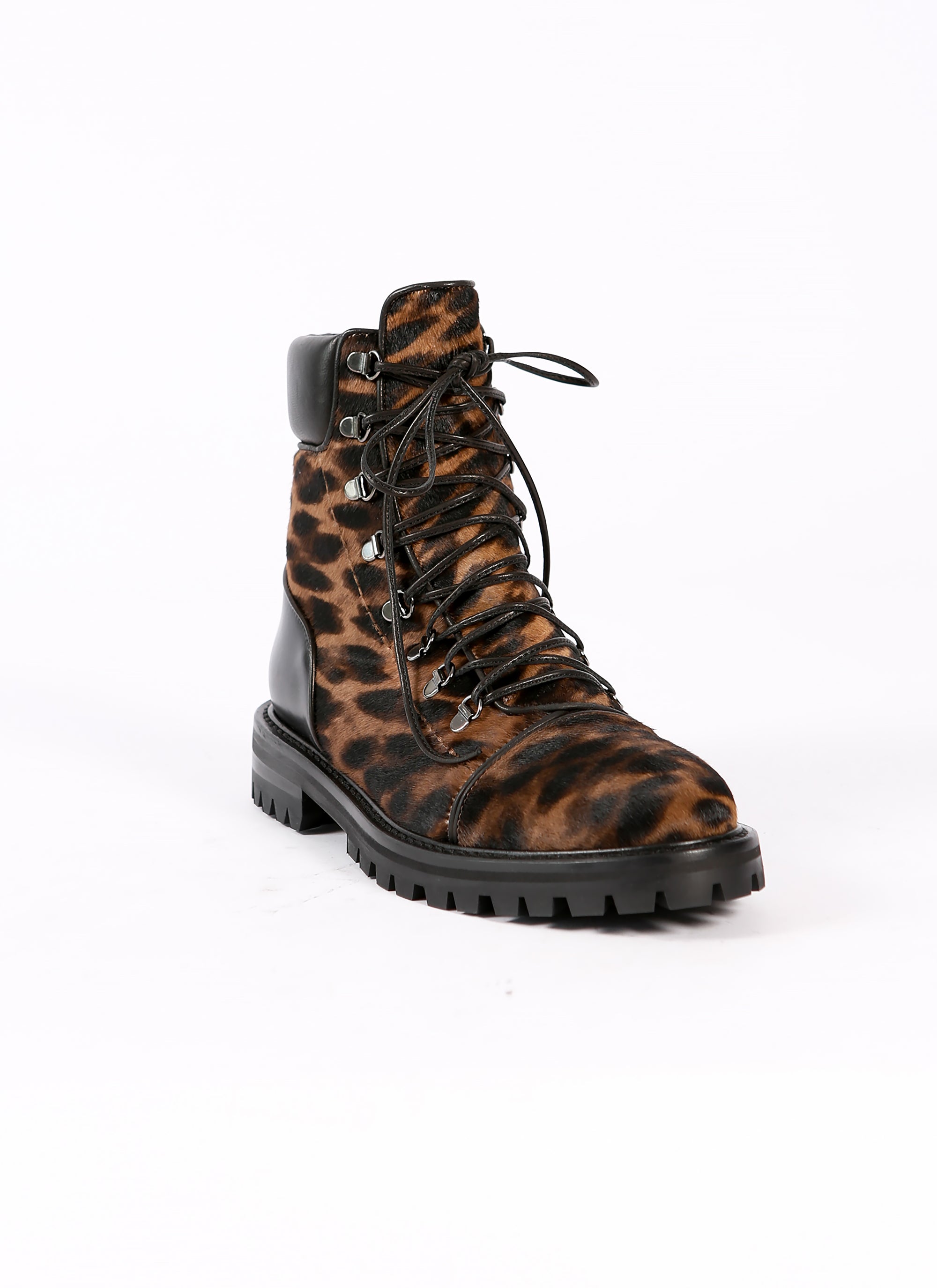 Foal print boots in leather - Brown & Black