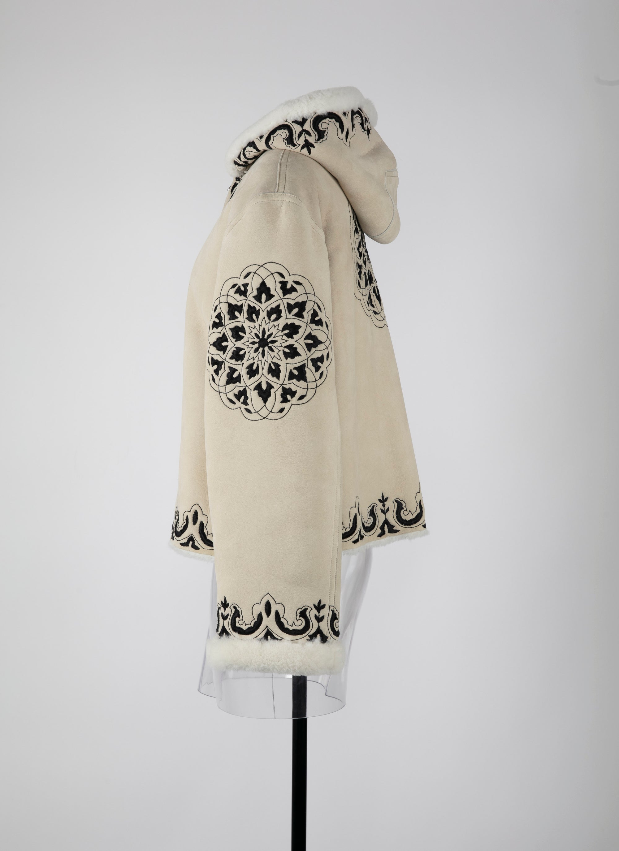 Blouson en cuir suede - Blanc Nacre