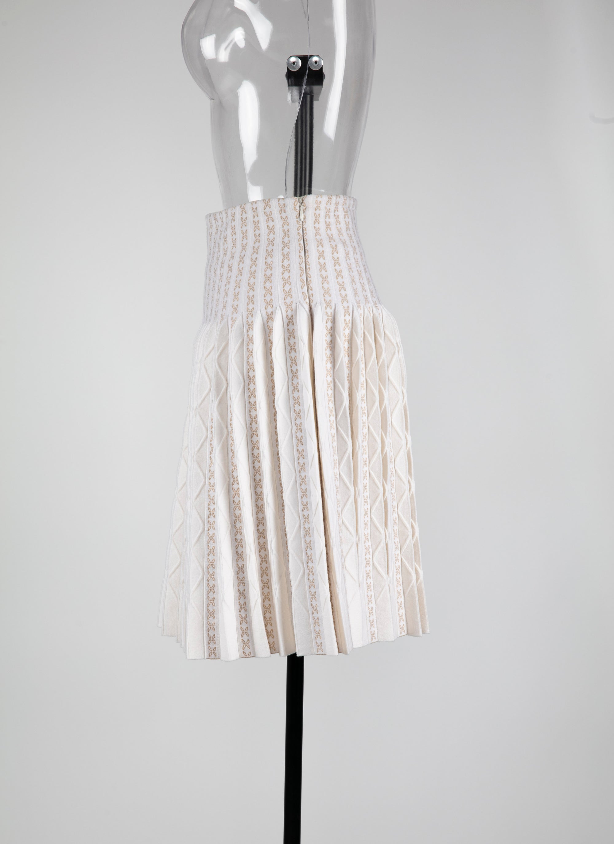 Wool Charmille skirt - White & Sand