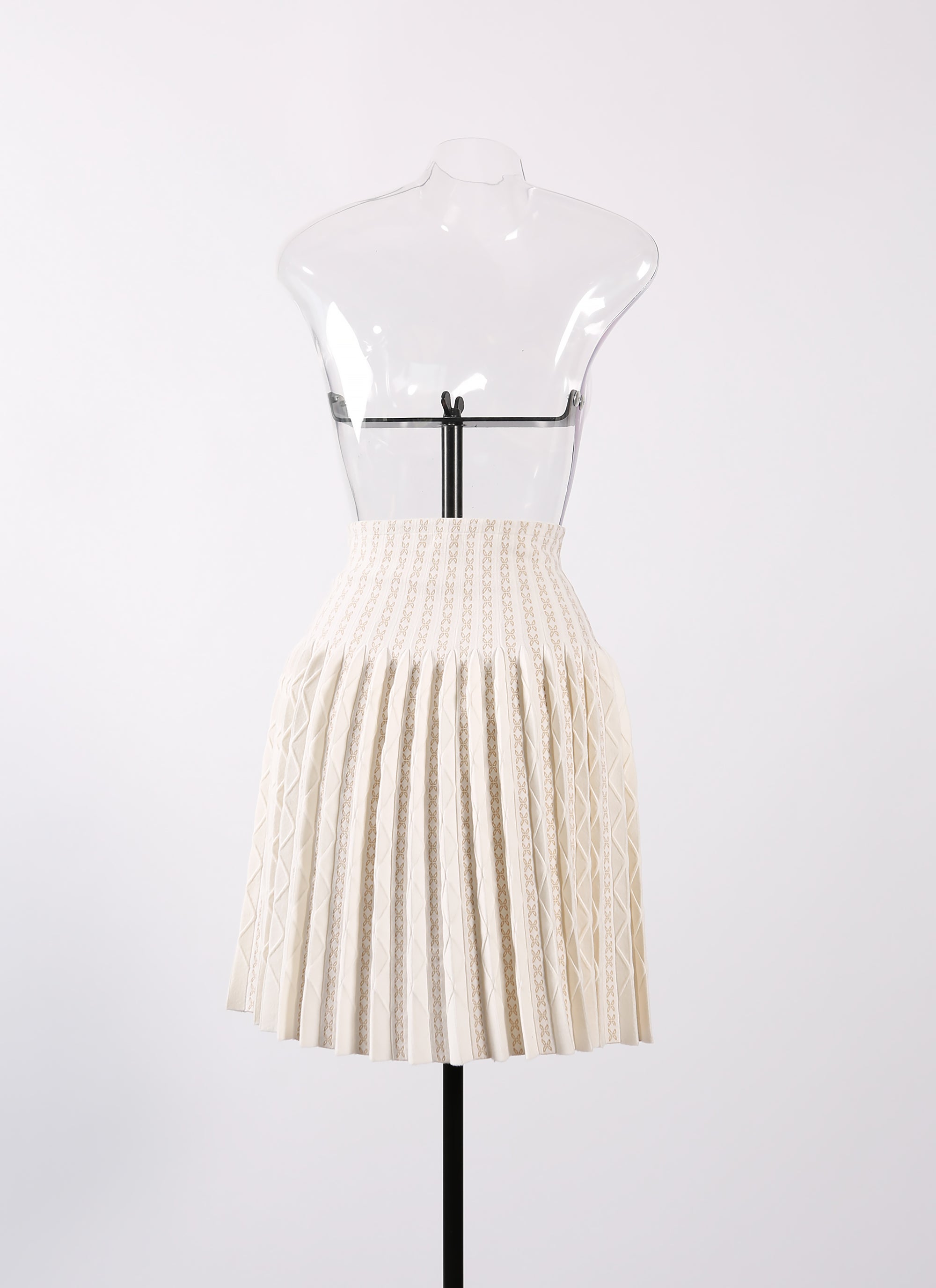 Wool Charmille skirt - White & Sand