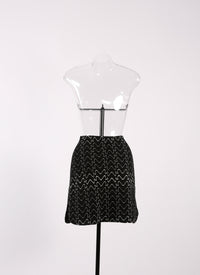 Mini-jupe Filigrane en laine - Noir & Blanc
