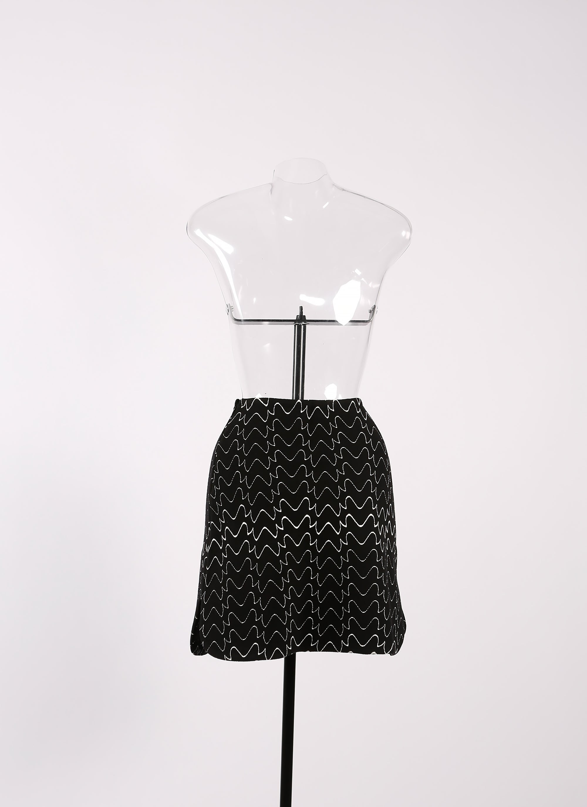 Mini-jupe Filigrane en laine - Noir & Blanc