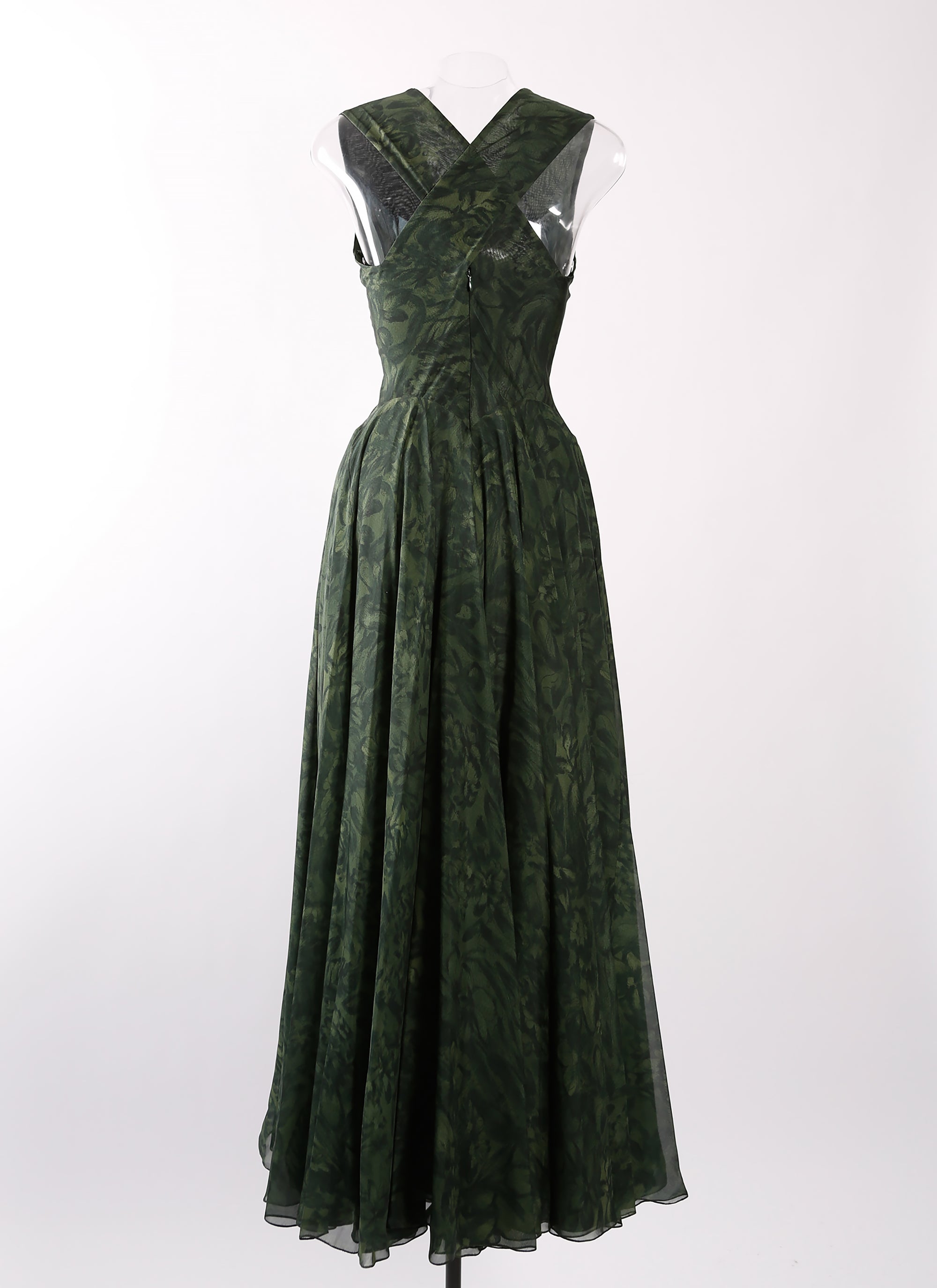 Sleeveless silk floral dress - Fir