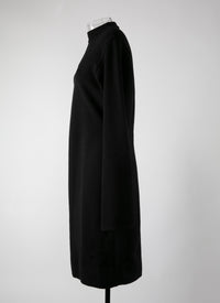 Ingenue wool long sleeve dress - Black