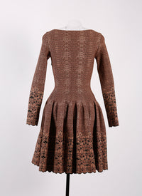 Long-sleeved knitted Patio dress - Black & Brown