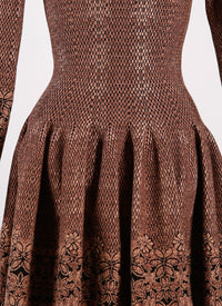 Long-sleeved knitted Patio dress - Black & Brown