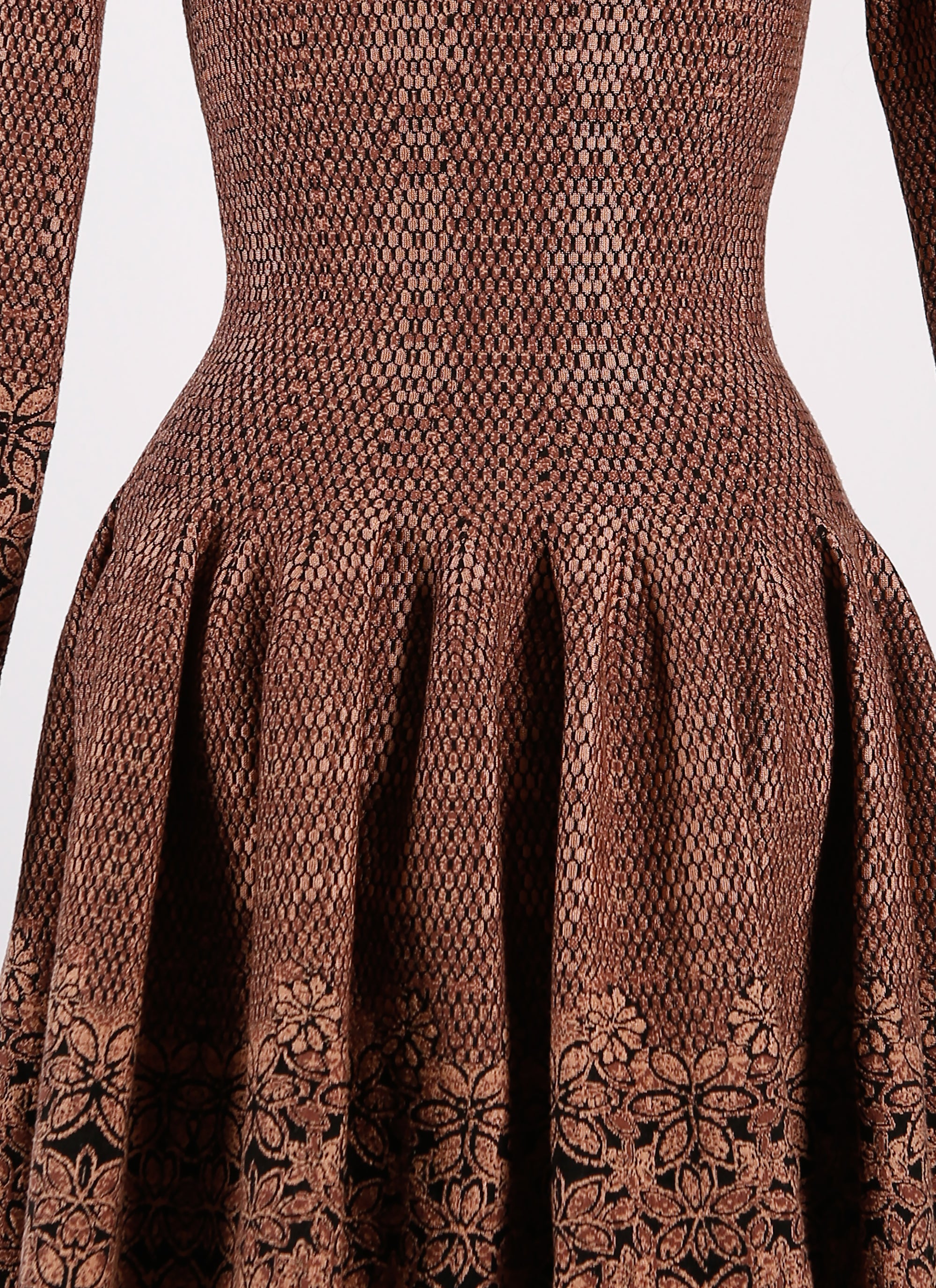 Long-sleeved knitted Patio dress - Black & Brown