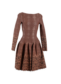 Long-sleeved knitted Patio dress - Black & Brown