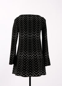 Long-sleeved wool filigree tunic - Black & White