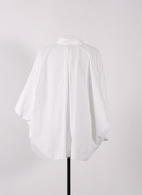 Wide-sleeved Japanese poplin shirt - White