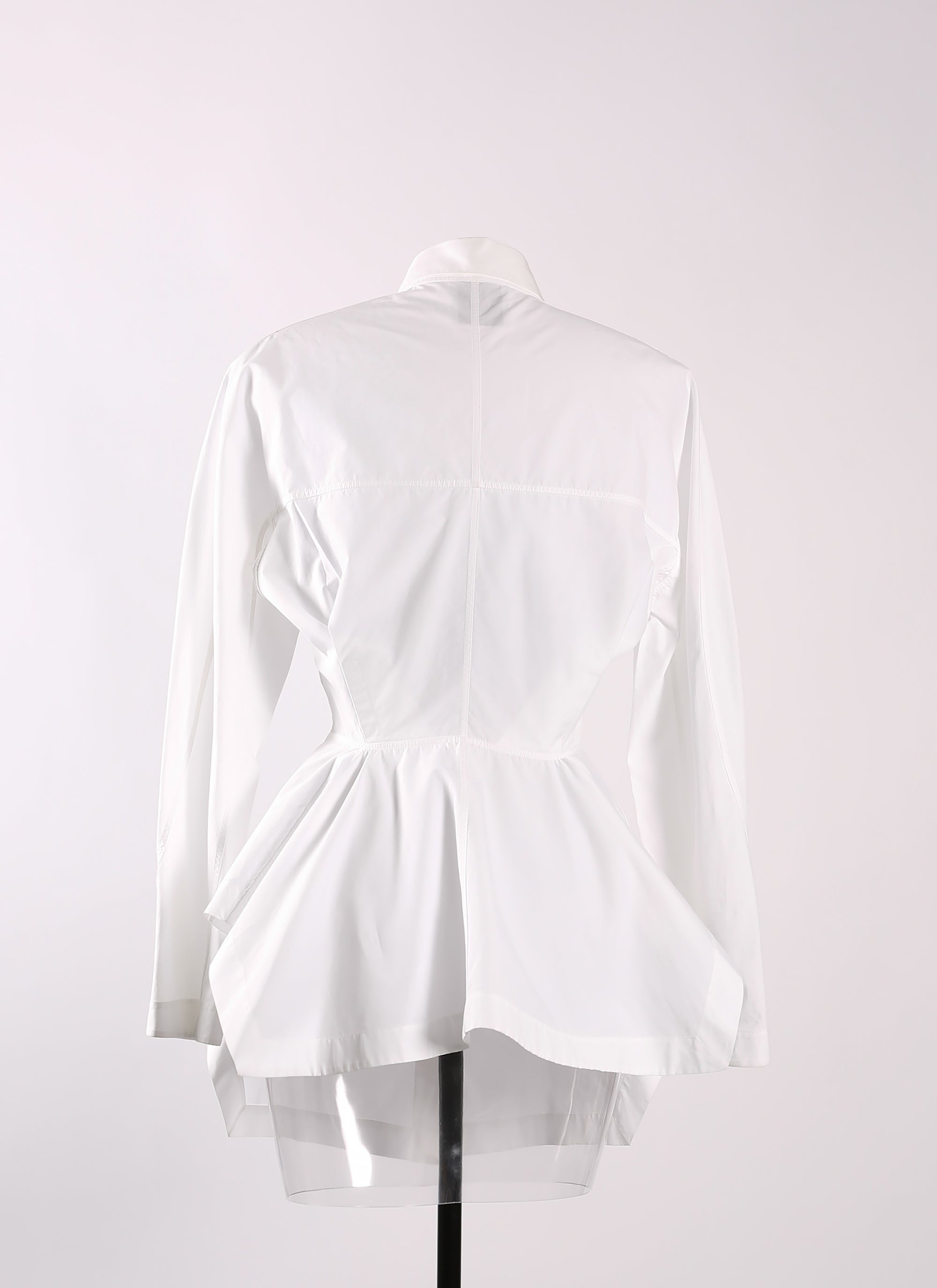 Chemise cintrée et plissée en popeline japonaise - Blanc