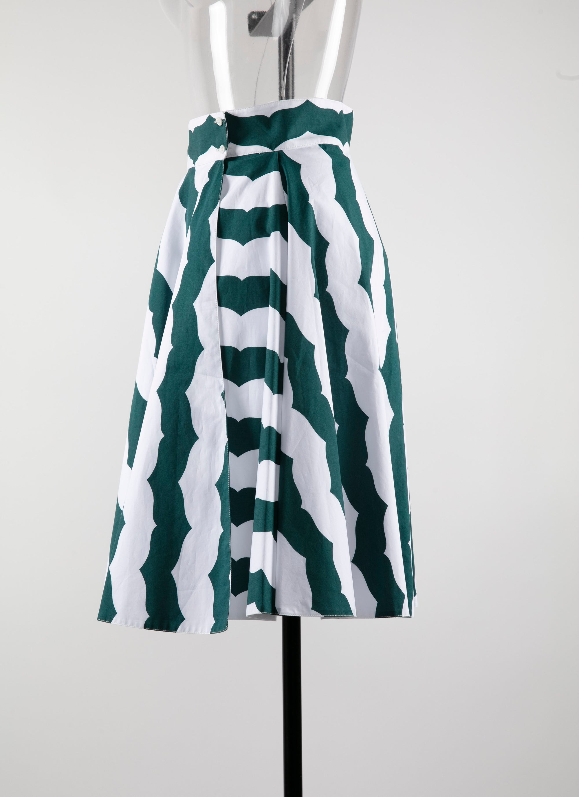 Jupe regular à rayures - Blanc & Vert