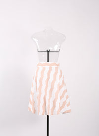 Jupe regular à rayures - Blanc & Rose
