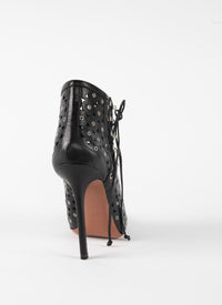 Bottines à œillets en cuir - Noir