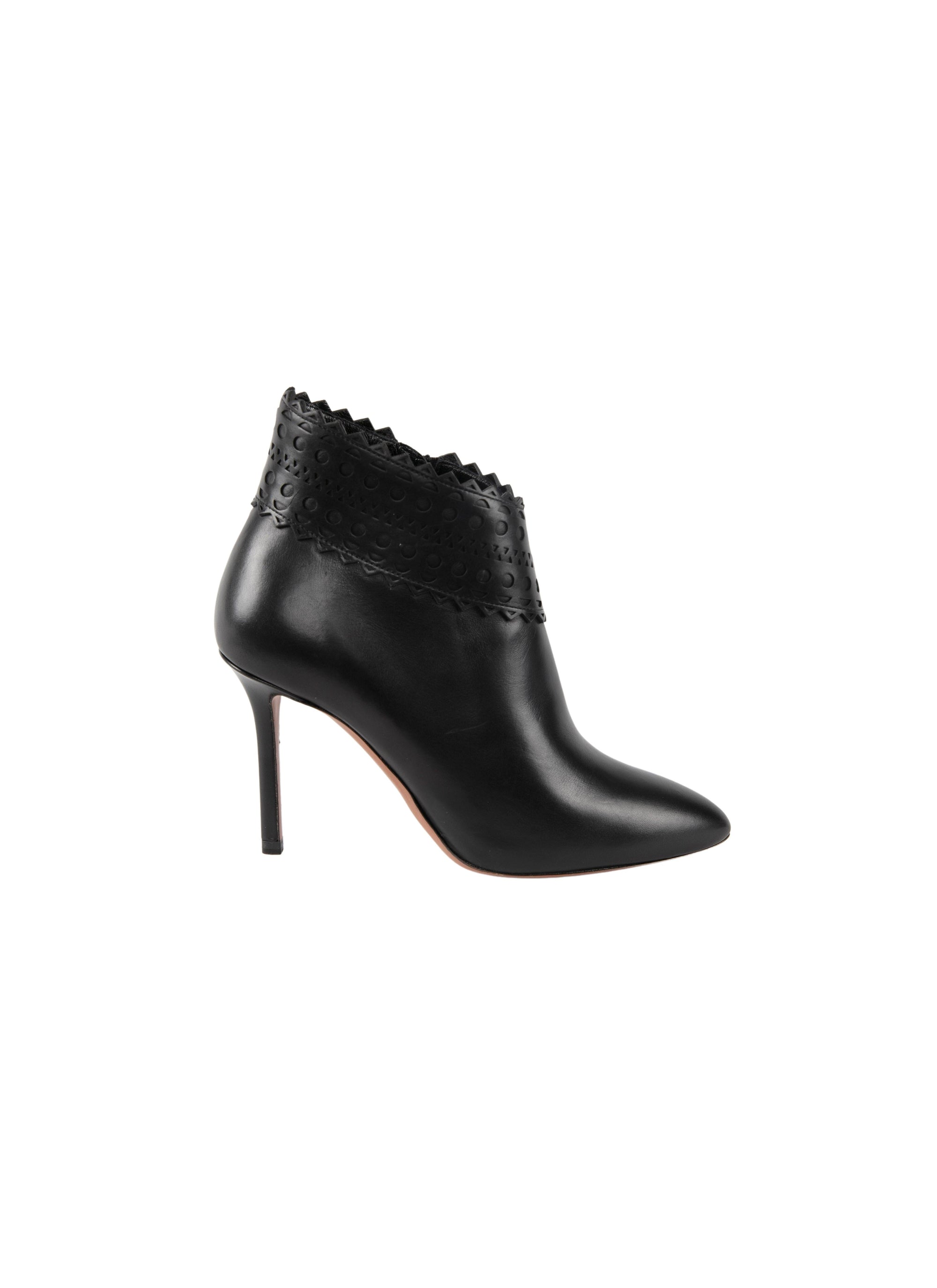 Openwork boots in leather - Black