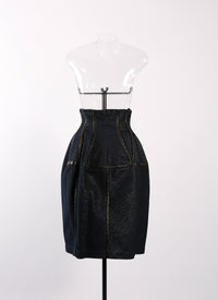 Waisted denim skirt - Blue & Silver