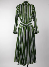 Long-sleeved Orangerie dress - White & Green