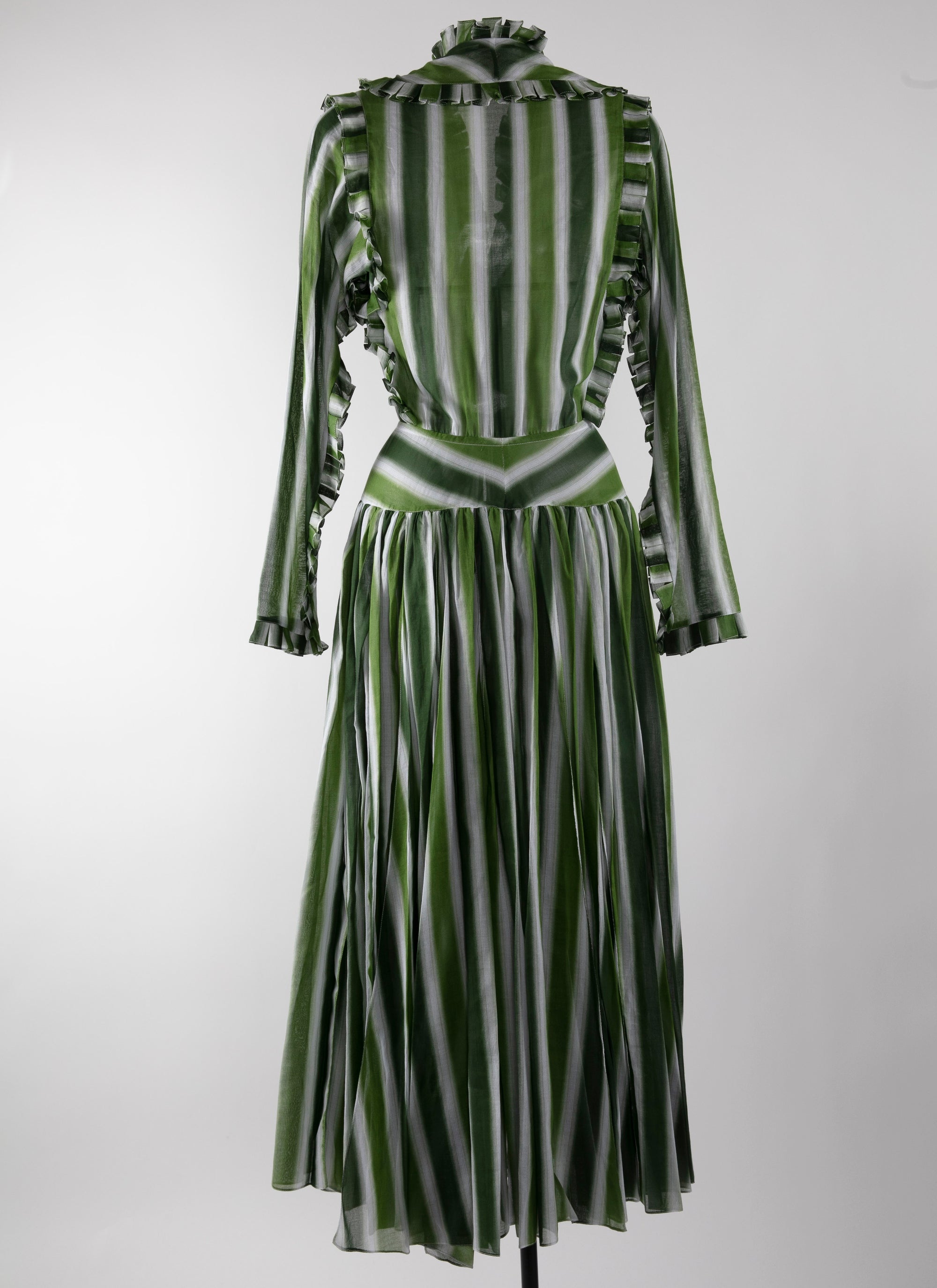 Long-sleeved Orangerie dress - White & Green
