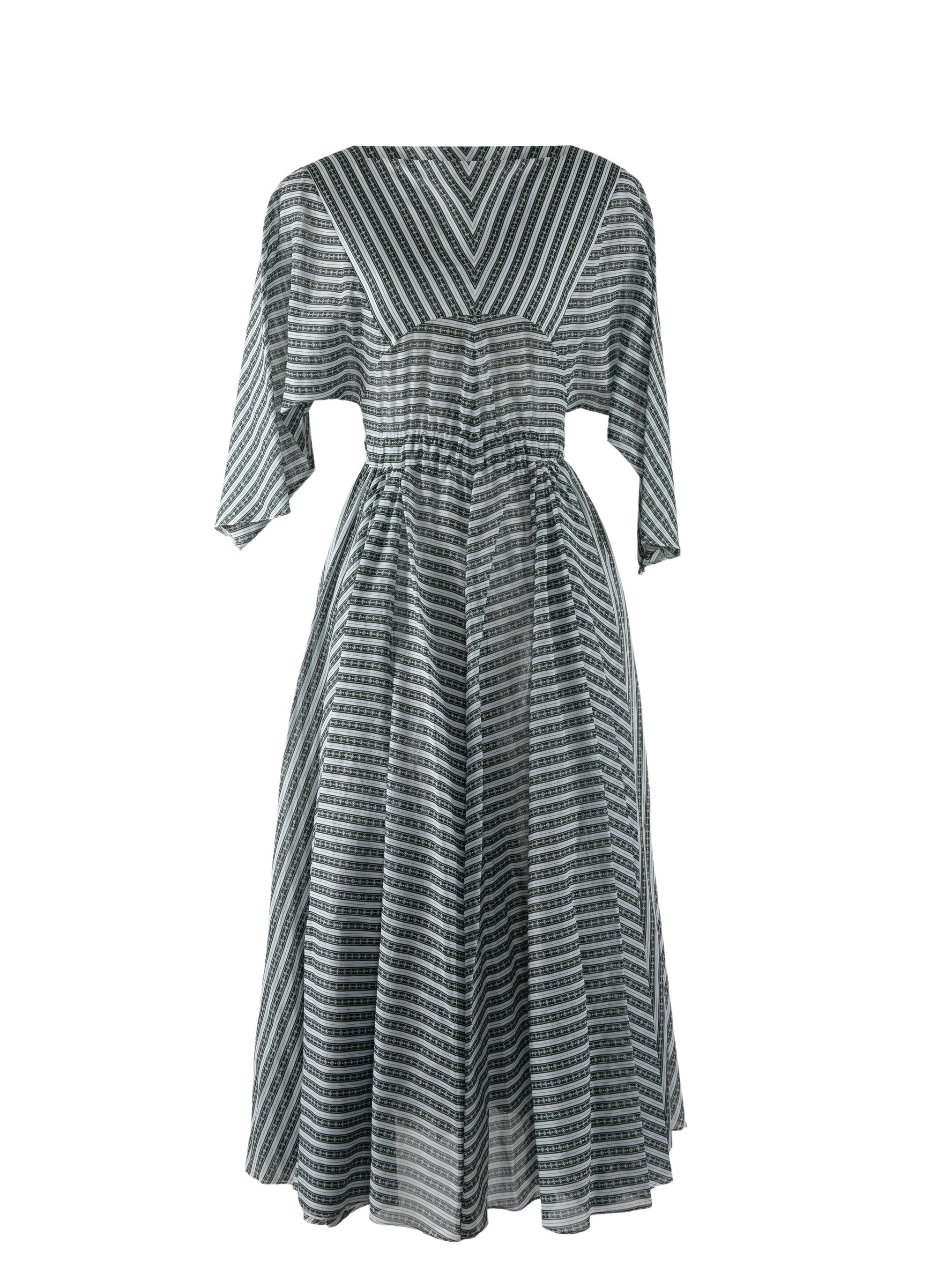 Robe à manches 3/4 Boudoir - Blanc & Vert