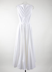 Sleeveless gabardine dress - White
