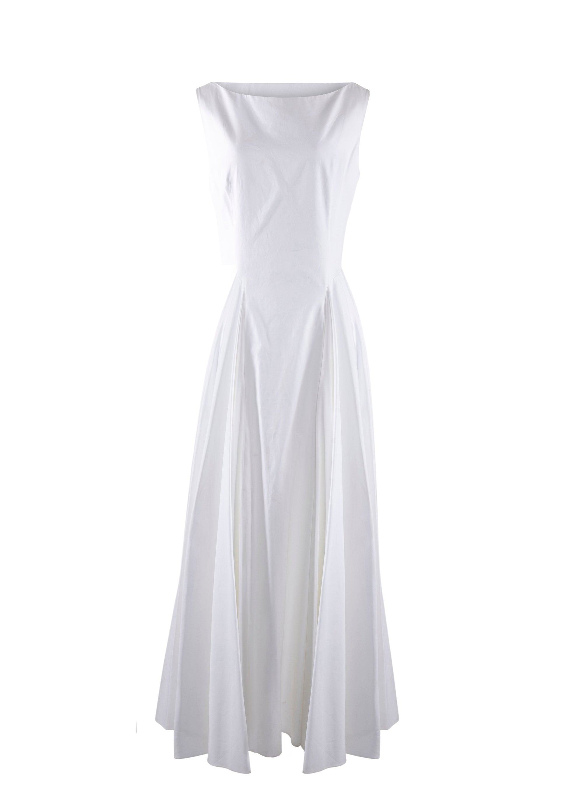 Sleeveless gabardine dress - White