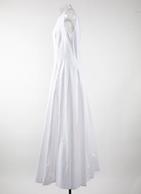 Sleeveless gabardine dress - White