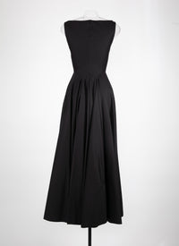 Sleeveless gabardine dress - Black