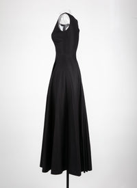 Sleeveless gabardine dress - Black