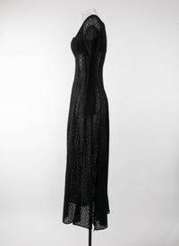 Robe à manches longues brodée - Noir