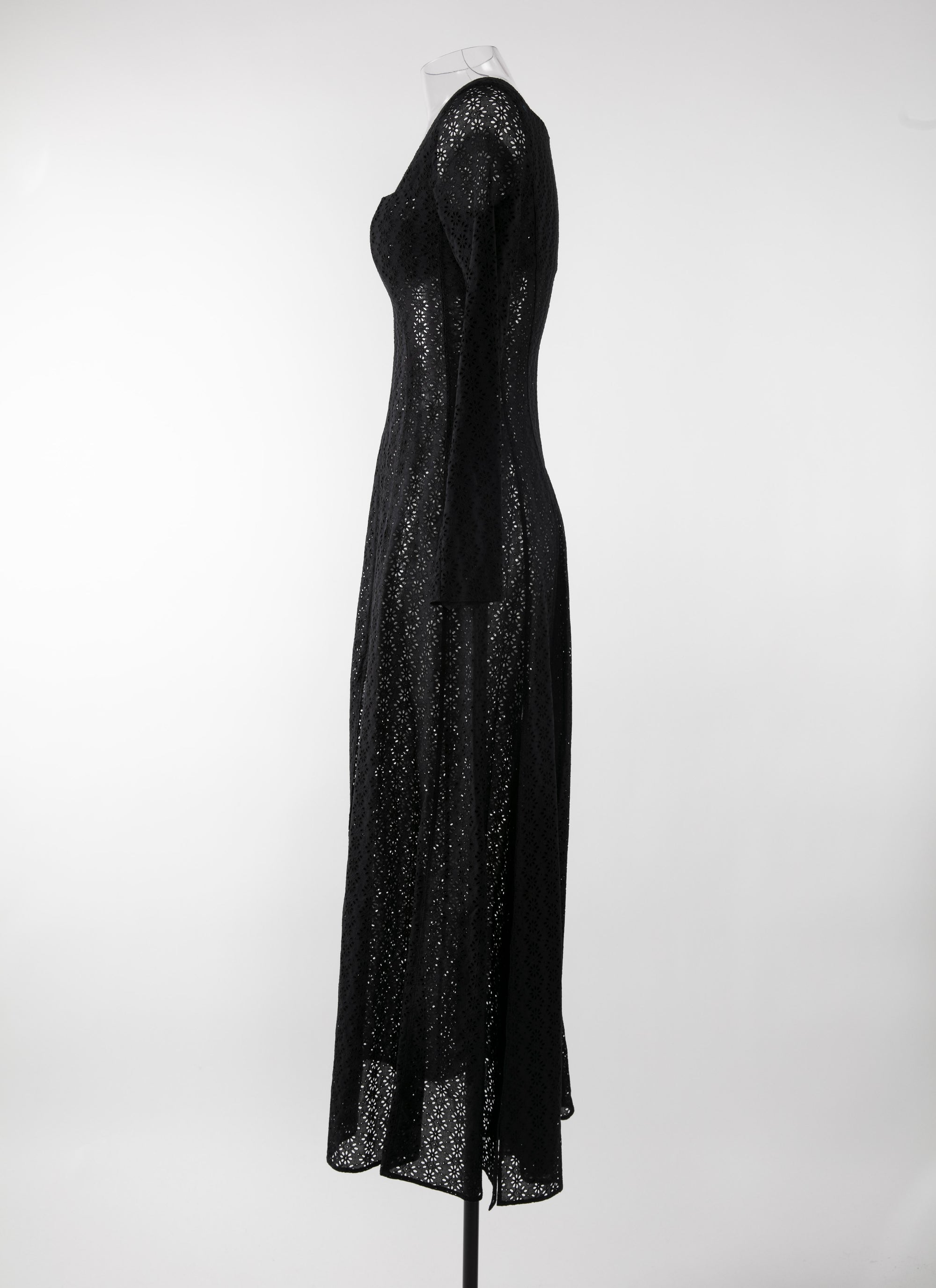 Robe à manches longues brodée - Noir