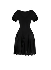 Charmeuse short-sleeved dress - Black