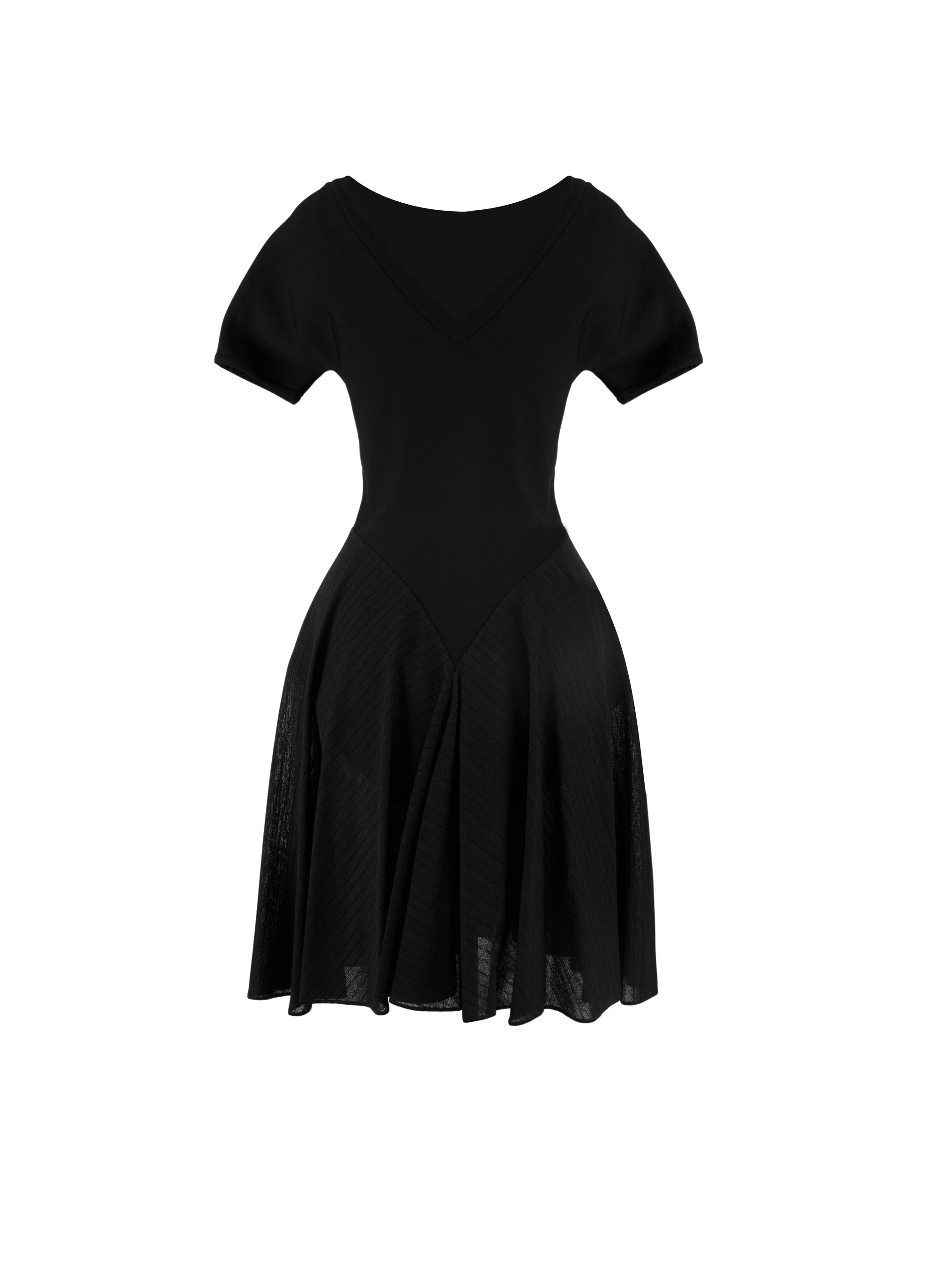Charmeuse short-sleeved dress - Black