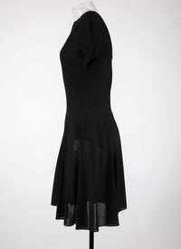 Charmeuse short-sleeved dress - Black