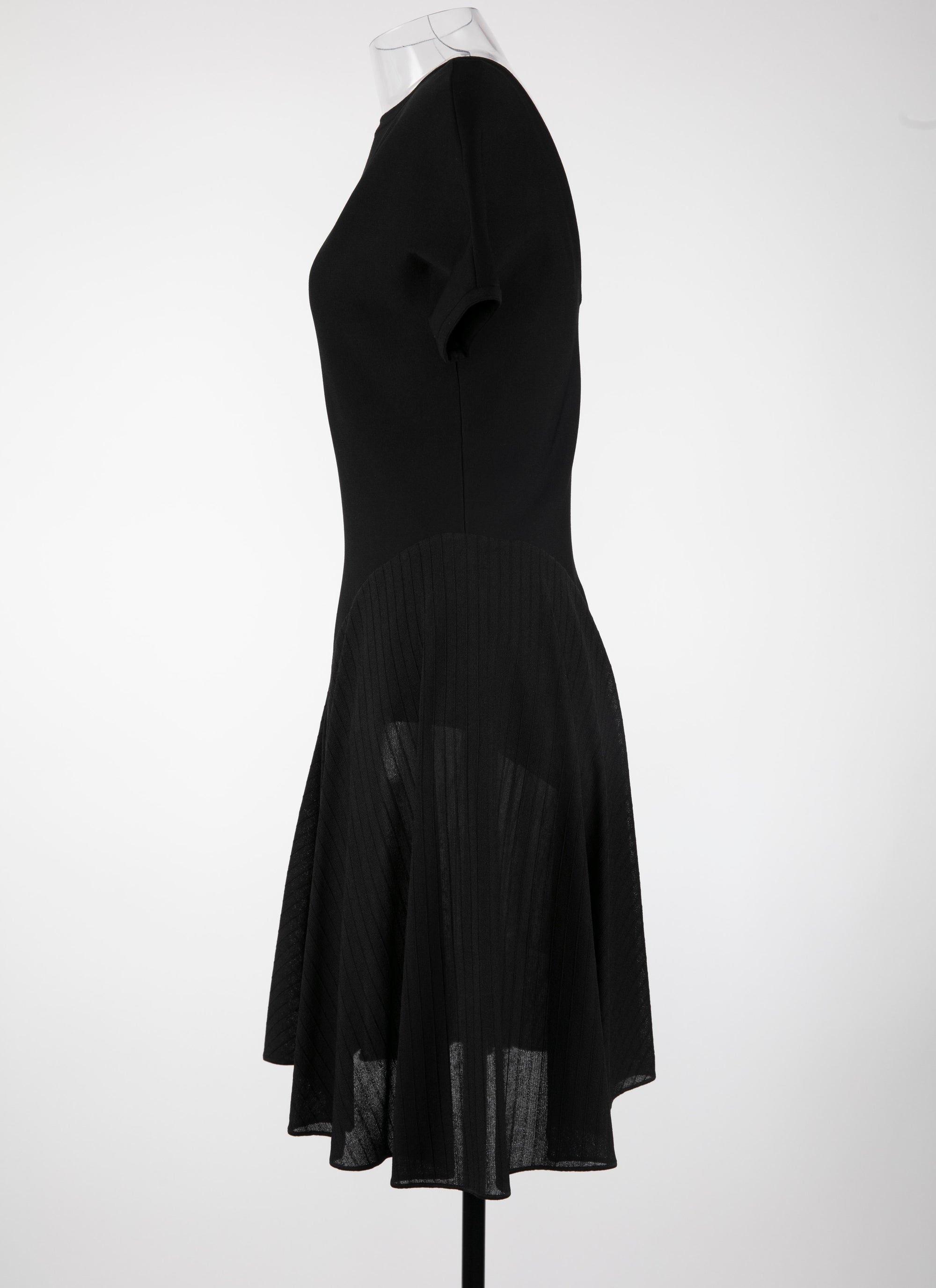 Charmeuse short-sleeved dress - Black