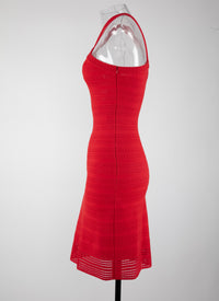 Robe sans manches Brocart en maille - Ecarlate
