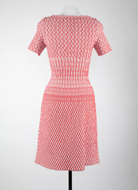 Robe à manches courtes Rocaille en maille - Ivoire & Rouge