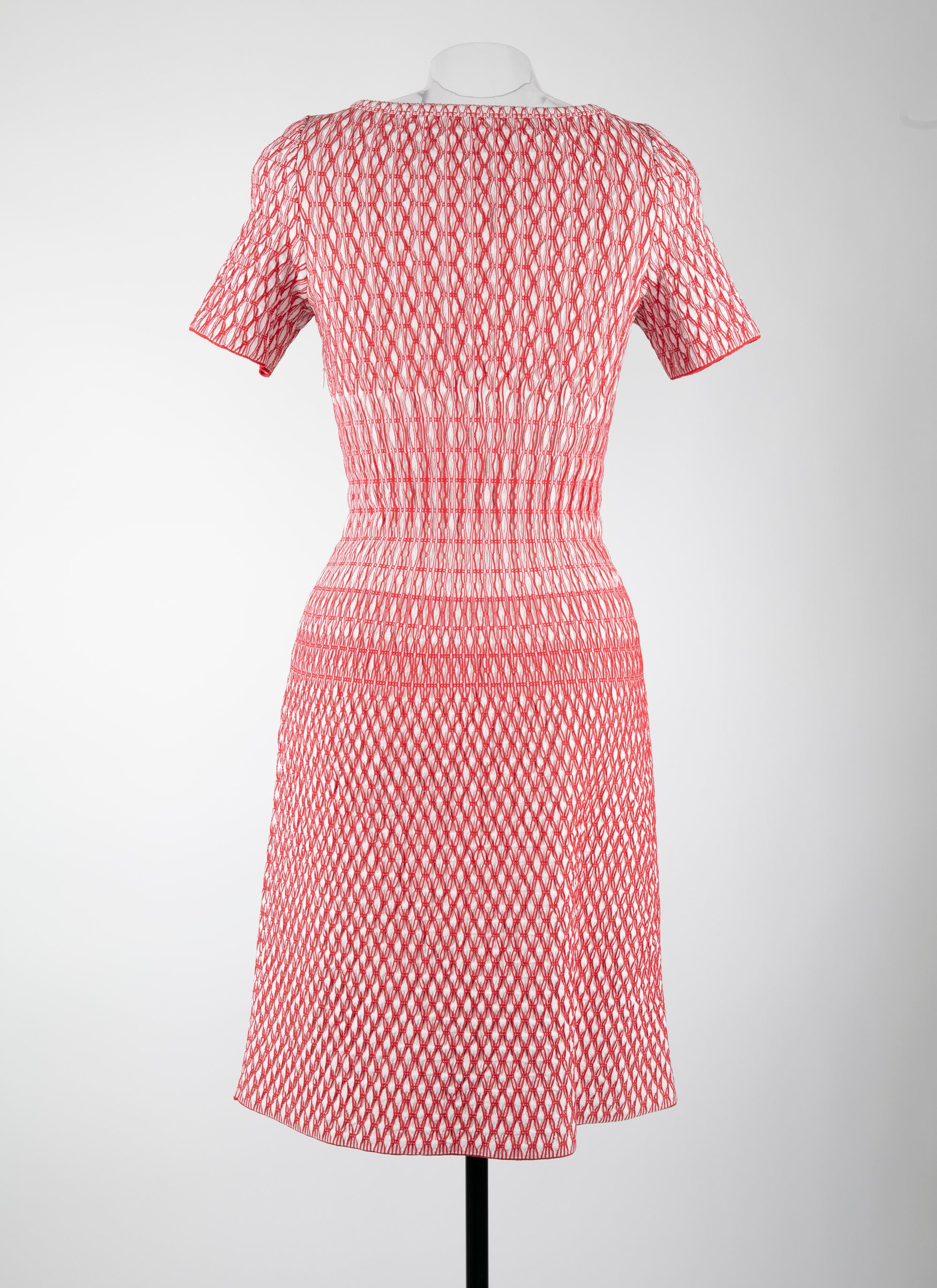 Robe à manches courtes Rocaille en maille - Ivoire & Rouge
