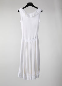 Robe sans manches Falbalas en maille - Blanc