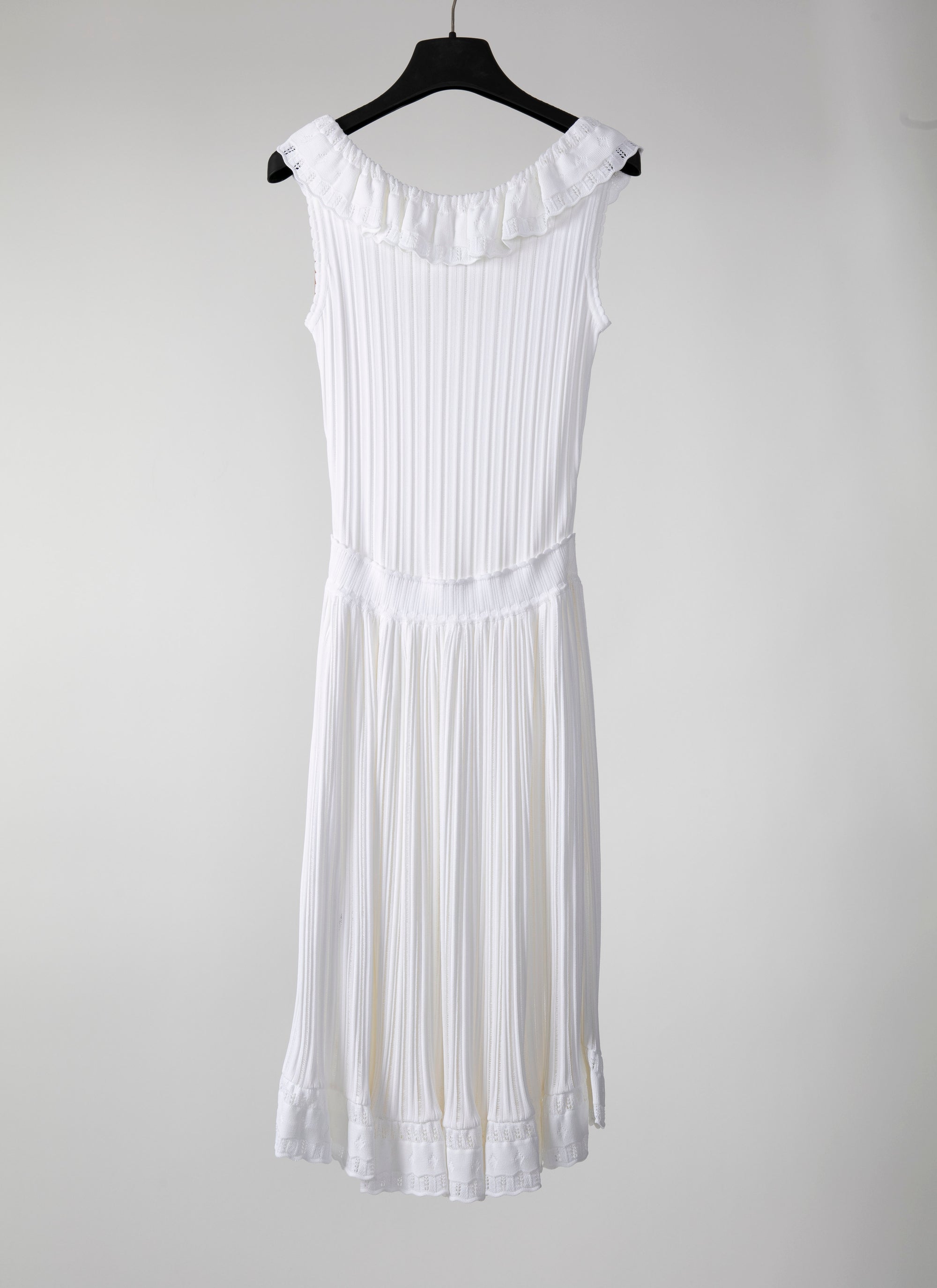 Robe sans manches Falbalas en maille - Blanc