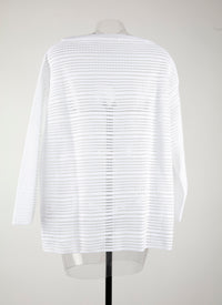 Pull rayé à manches longues Brocart en maille - Blanc
