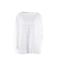 Pull rayé à manches longues Brocart en maille - Blanc